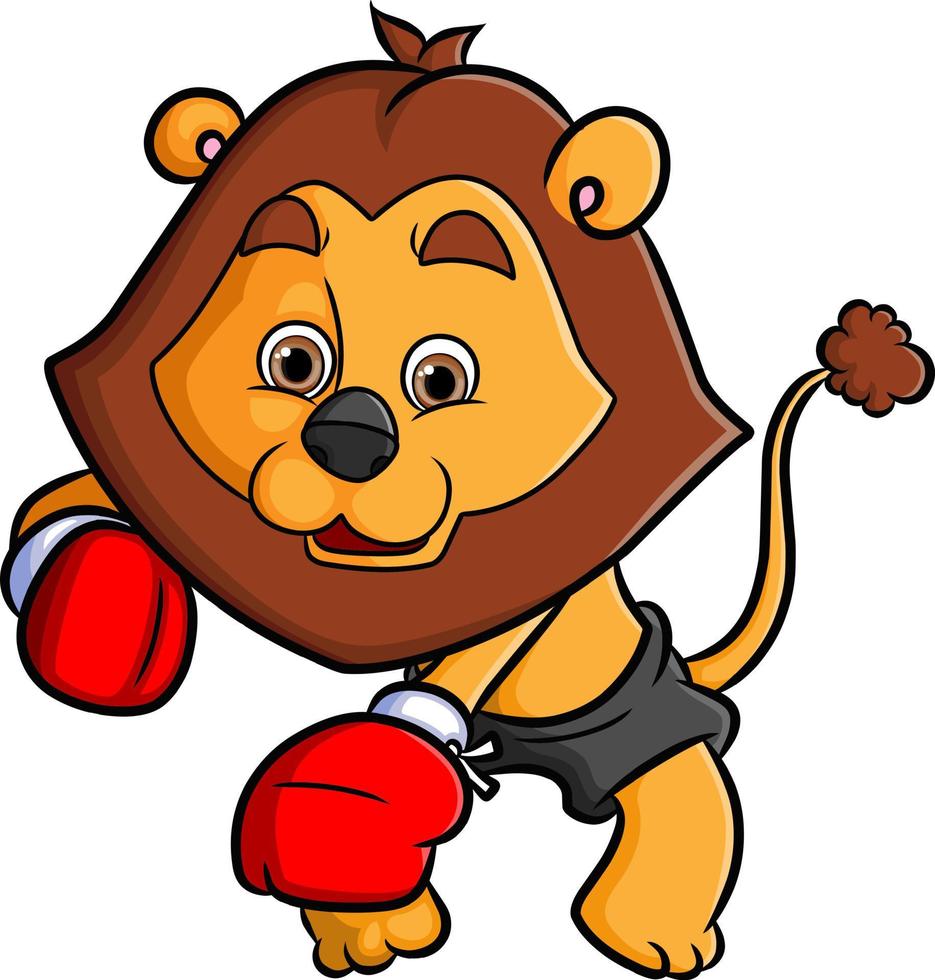 The lion fighter is boxing and punching enemy vector