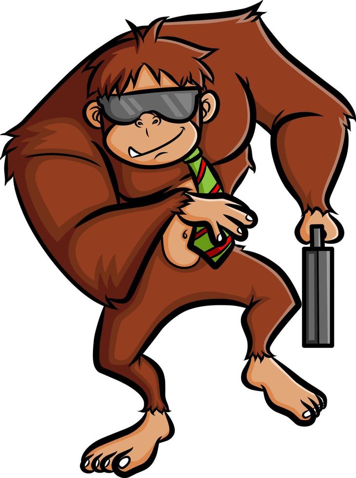 The gorilla is wearing a tie and sunglasses with a cool expression vector