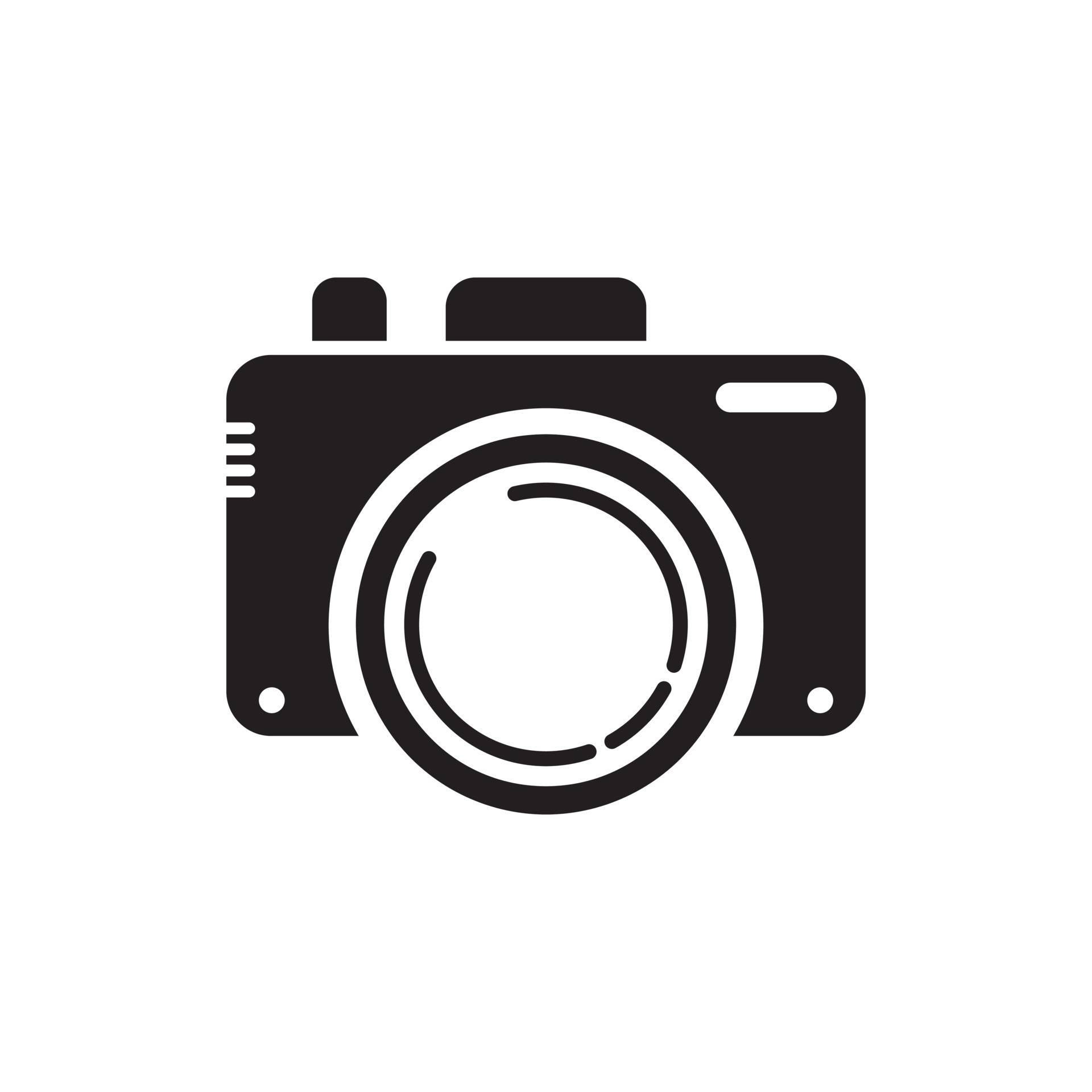 Camera icon, flat photo camera vector isolated. Modern simple