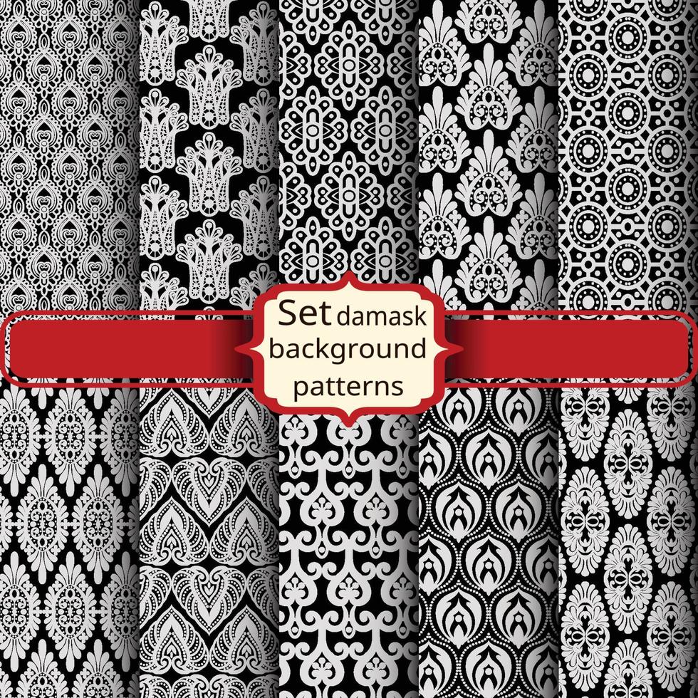 damask backgrounds set vector