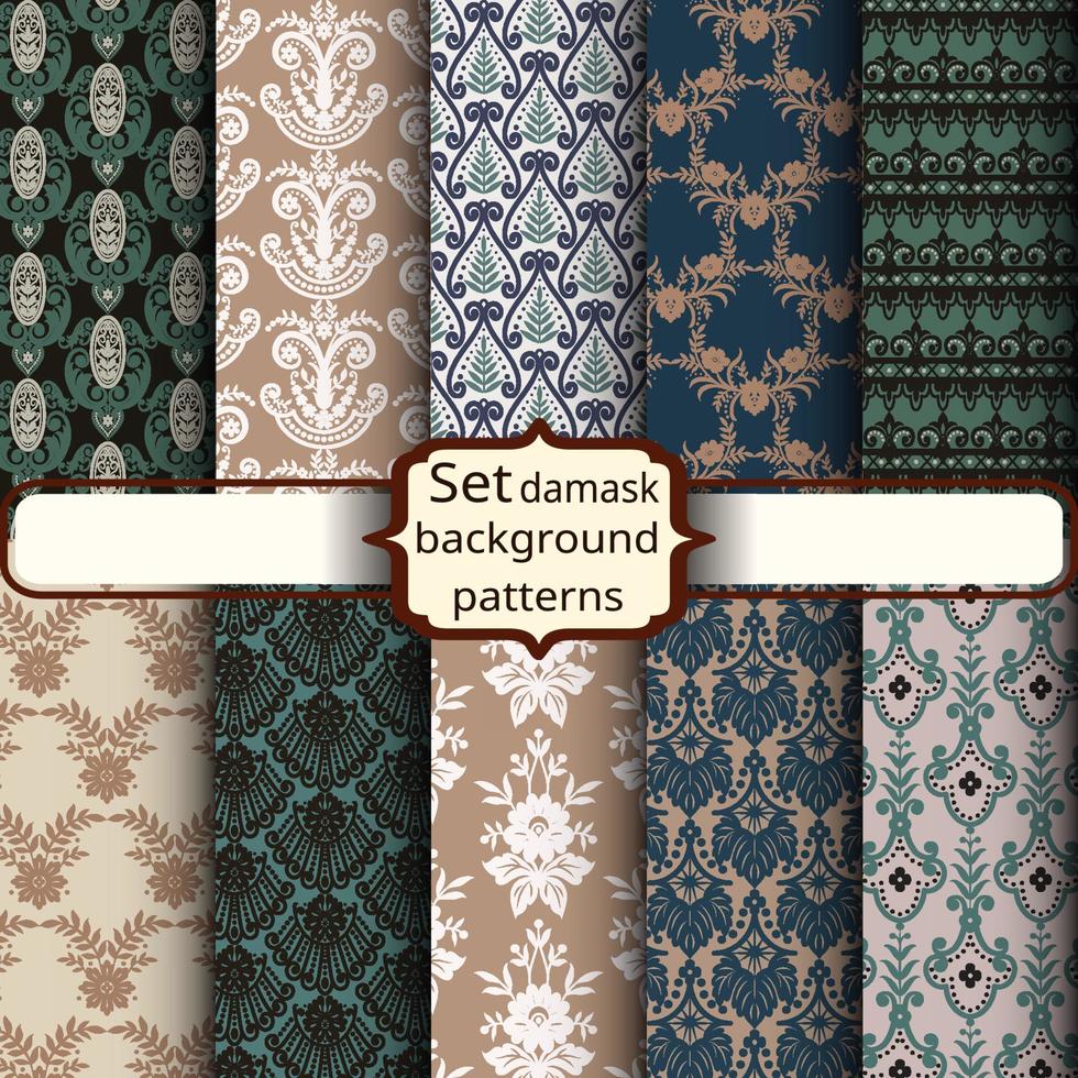 damask backgrounds set vector