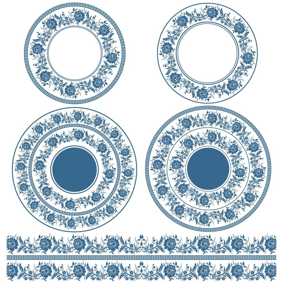 conjunto de marco floral vectorial vector