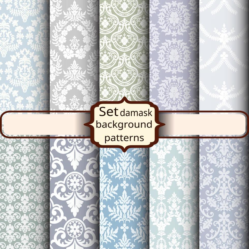 damask backgrounds set vector