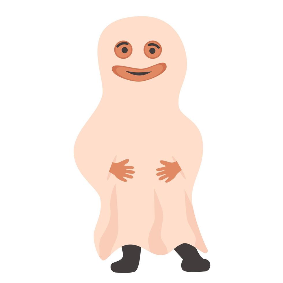 Halloween Kids Costume Party. Cute boy in halloween ghost costume. vector