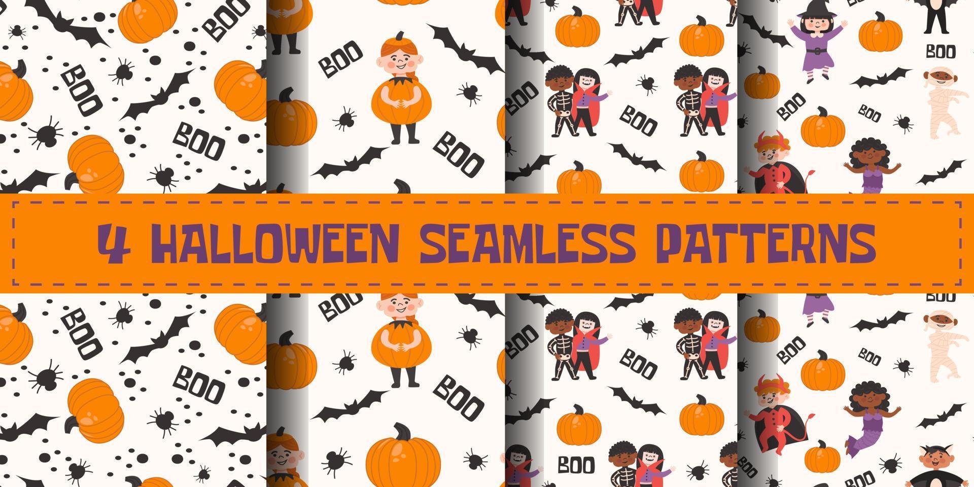 Halloween seamless patterns set. vector