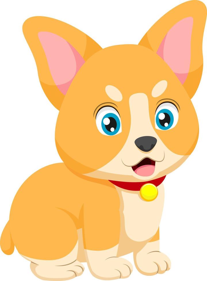 Cute corgi dog cartoon on white background vector