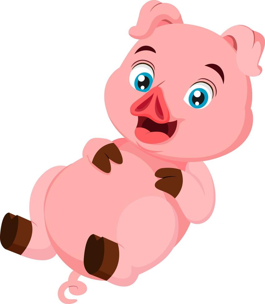 Cute baby pig cartoon posing vector