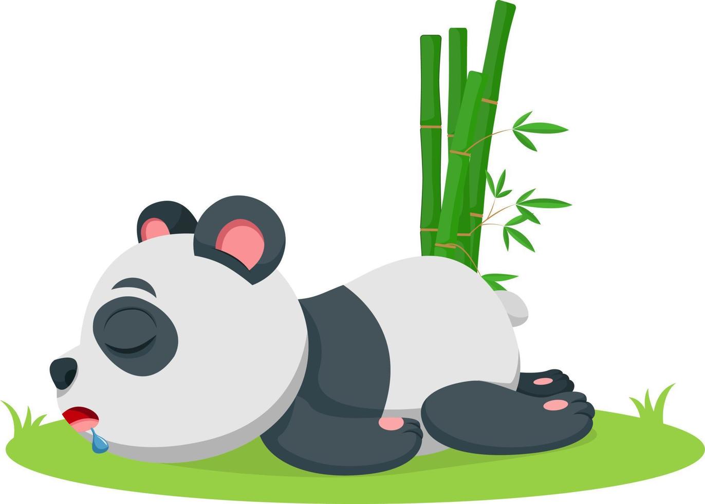 Cartoon baby panda sleeping in the grass vector