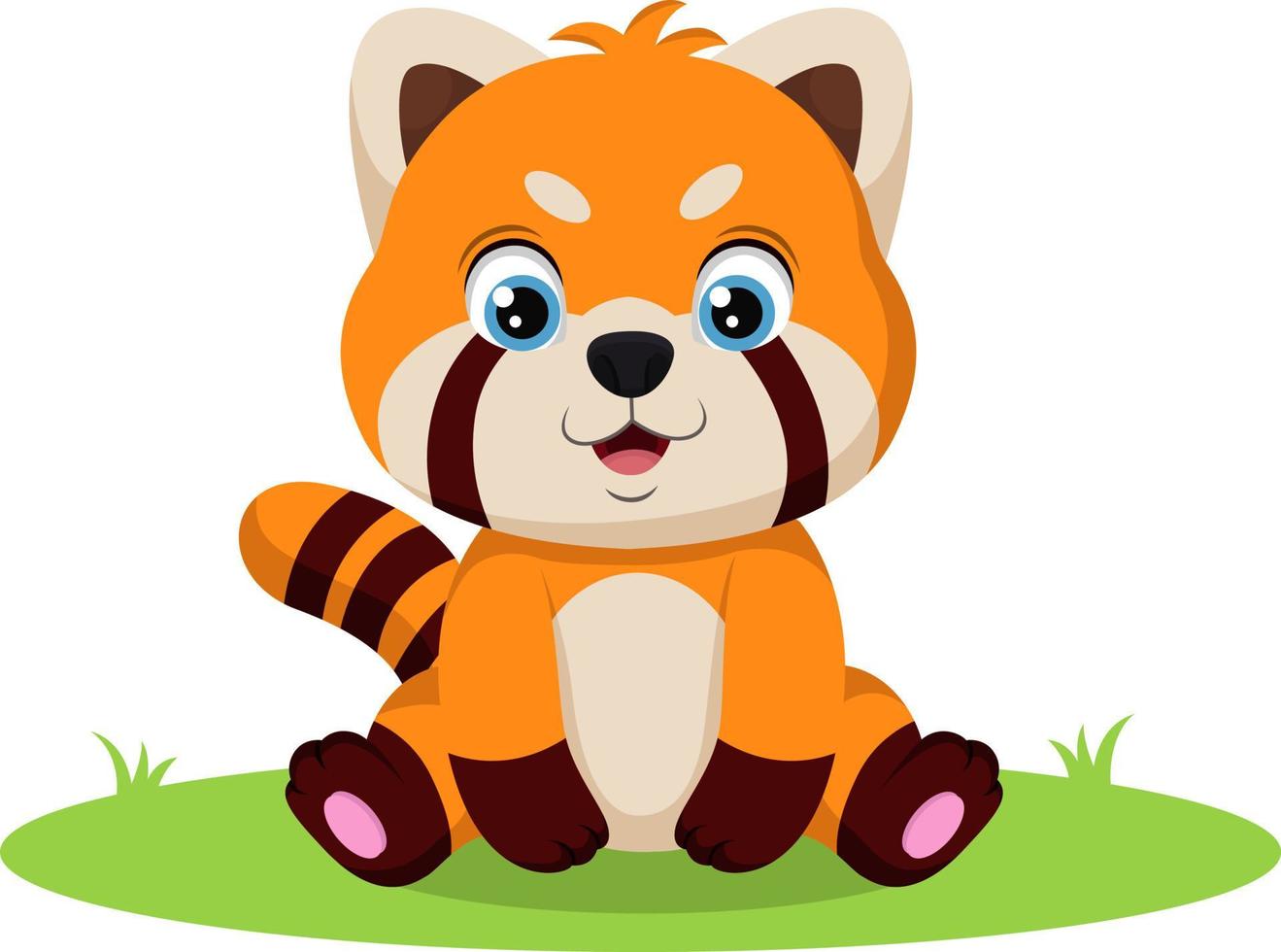 Cute red panda cartoon sitting in the grass vector