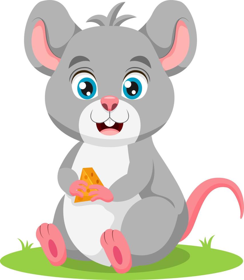 ratón lindo de dibujos animados con queso vector