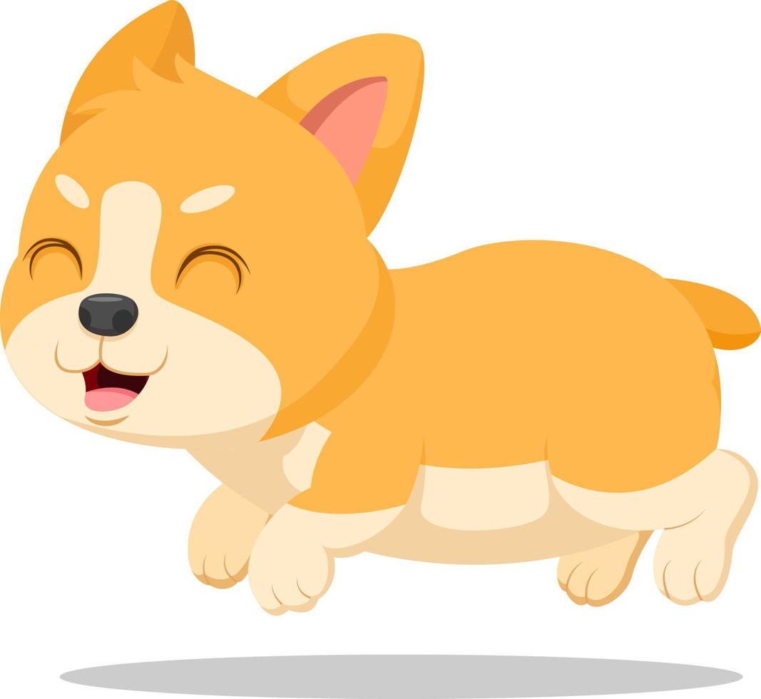 lindo, corgi, perro, caricatura, blanco, plano de fondo vector