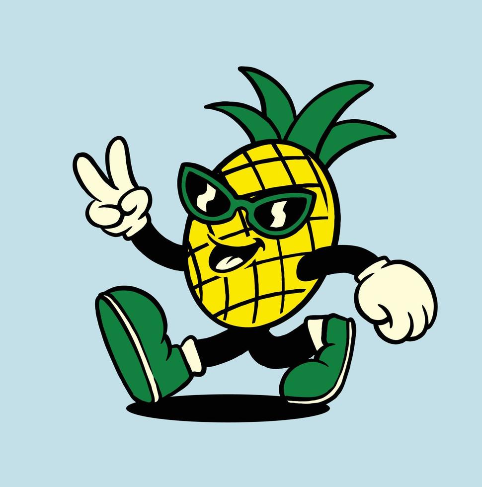 ilustración de vector de mascota de piña vintage