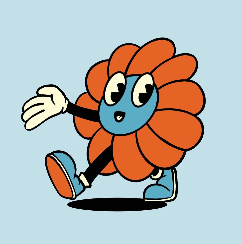 ilustración de vector de mascota de flor vintage