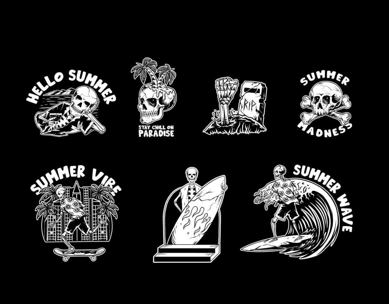 ilustración de cráneo con ilustraciones de eslogan para logotipo o vector de ropa