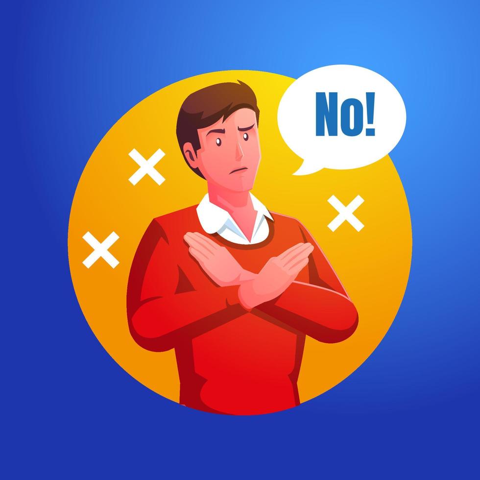 a man crosses her arms disapproving expression vector