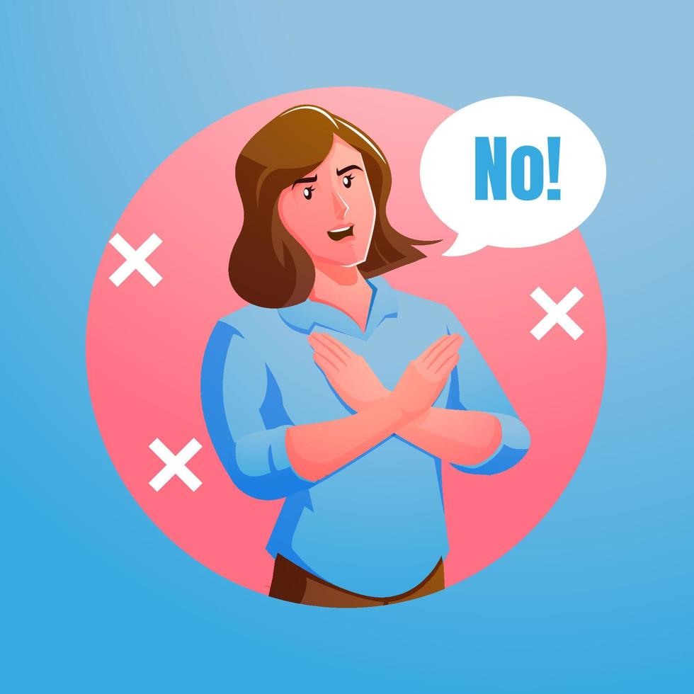 a woman crosses her arms disapproving expression vector