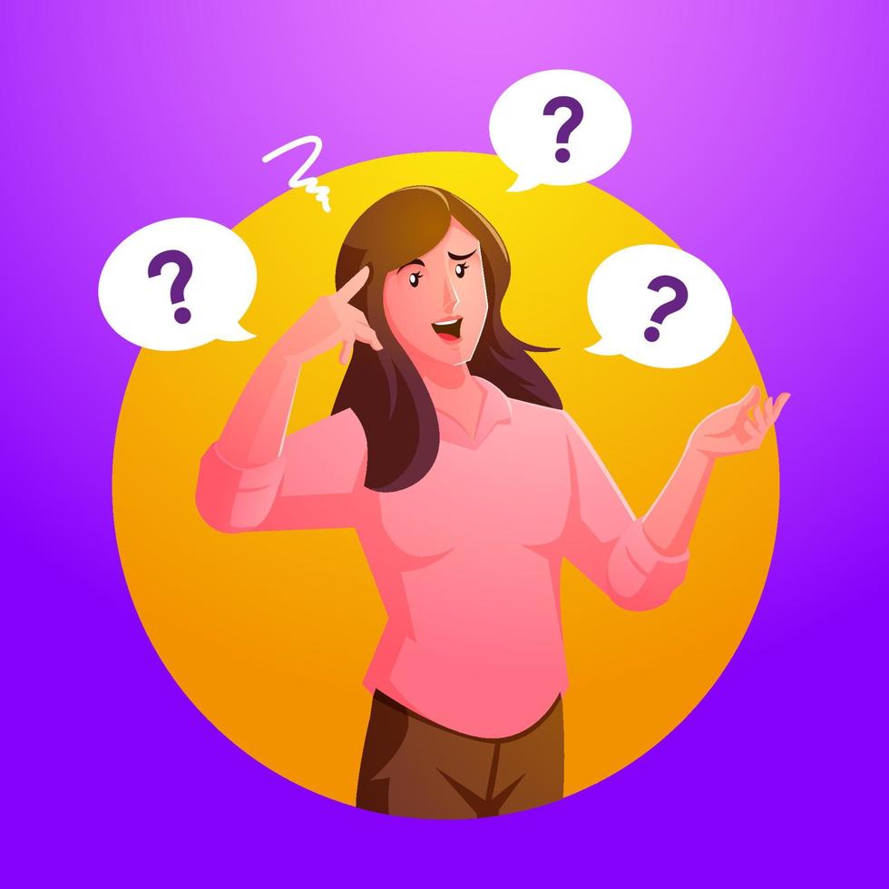 confused woman thinking and asking vector