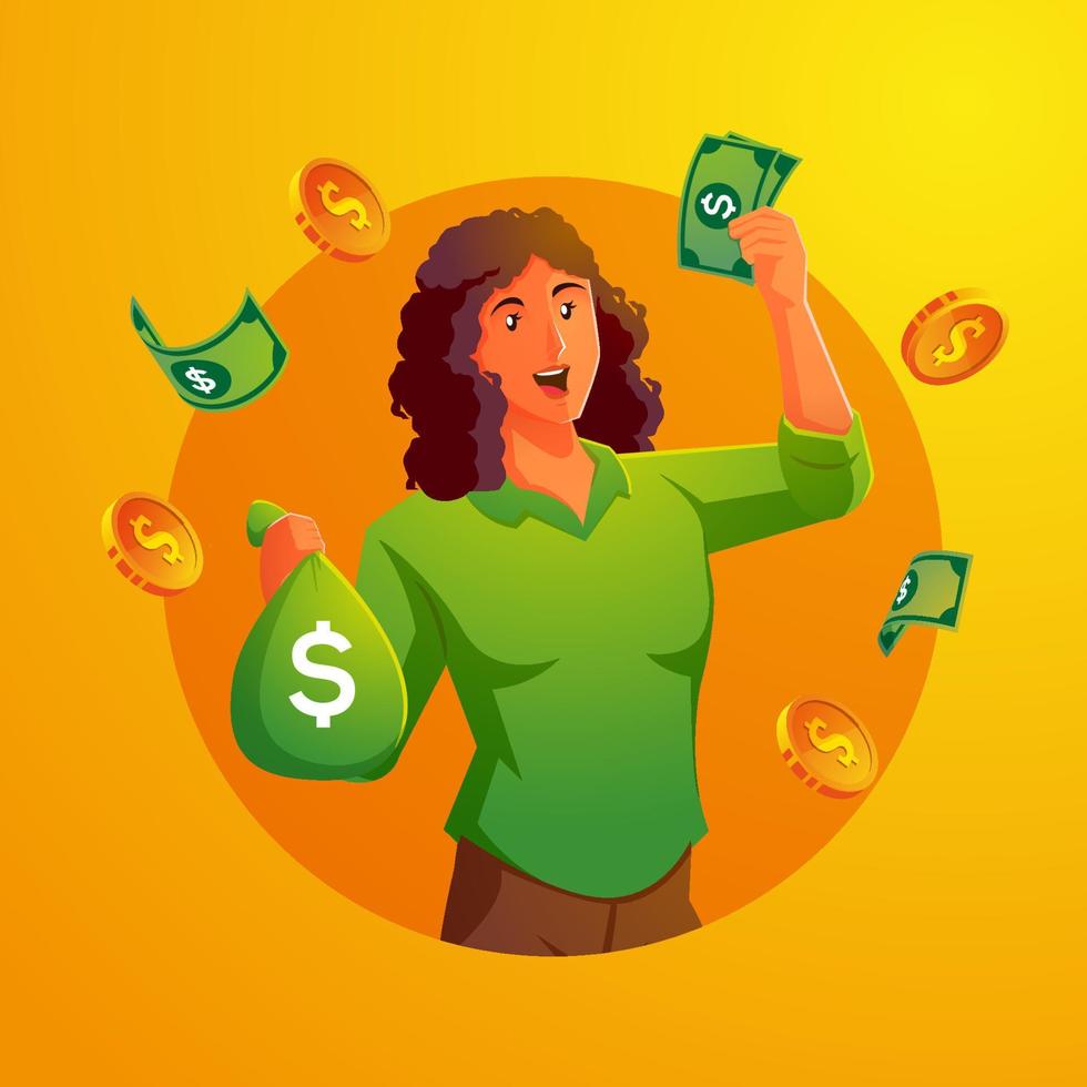 successful women earn a lot of money vector