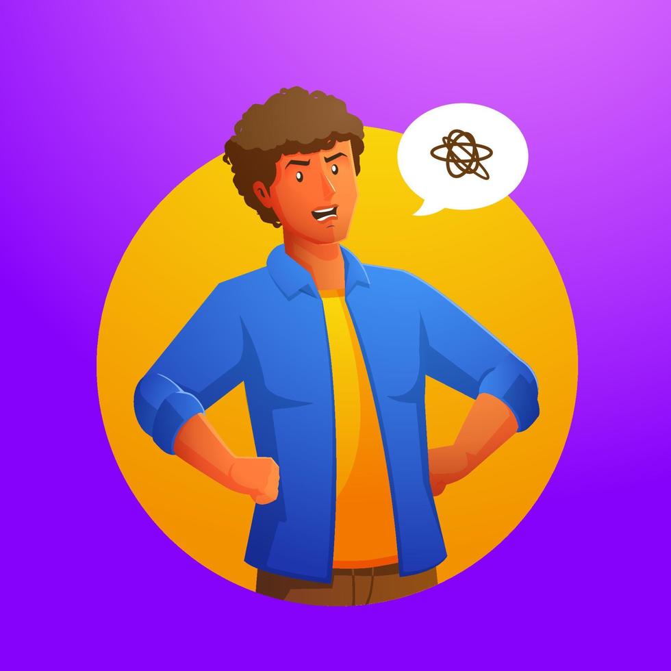 annoyed man with angry face vector