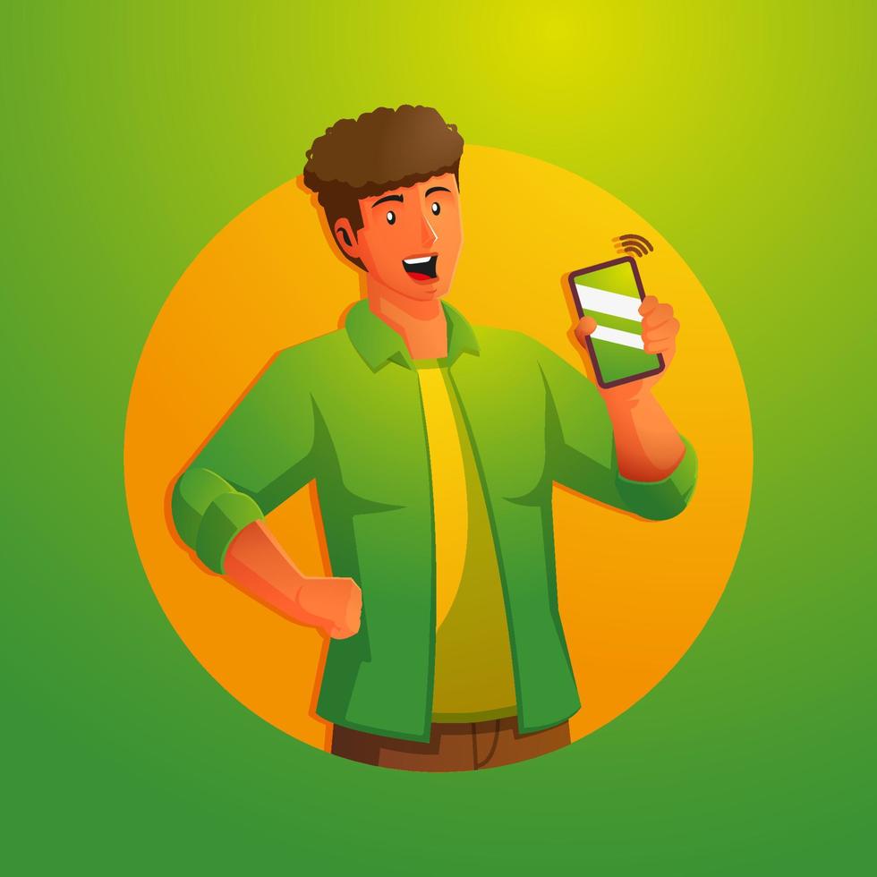 a man holding a smartphone vector