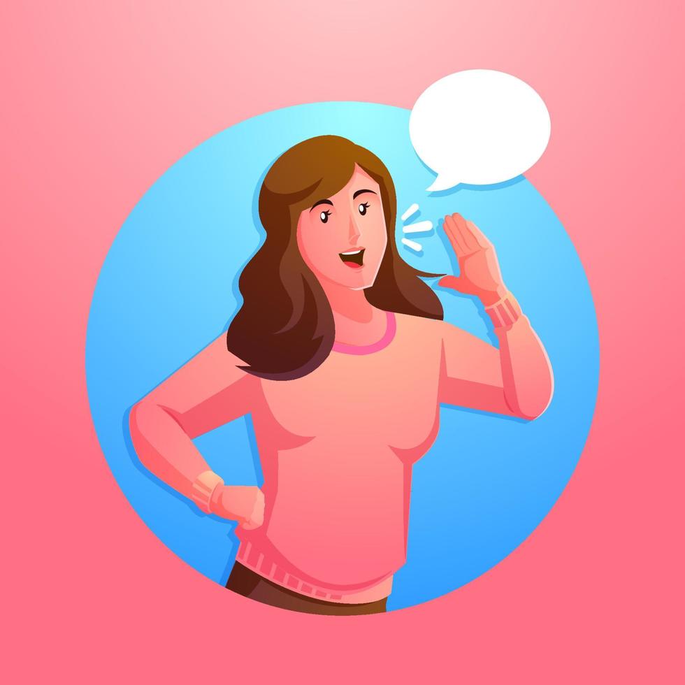 screaming woman talking with speech bubble vector