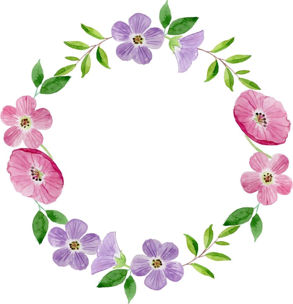 Watercolor Geranium Floral Wreath vector