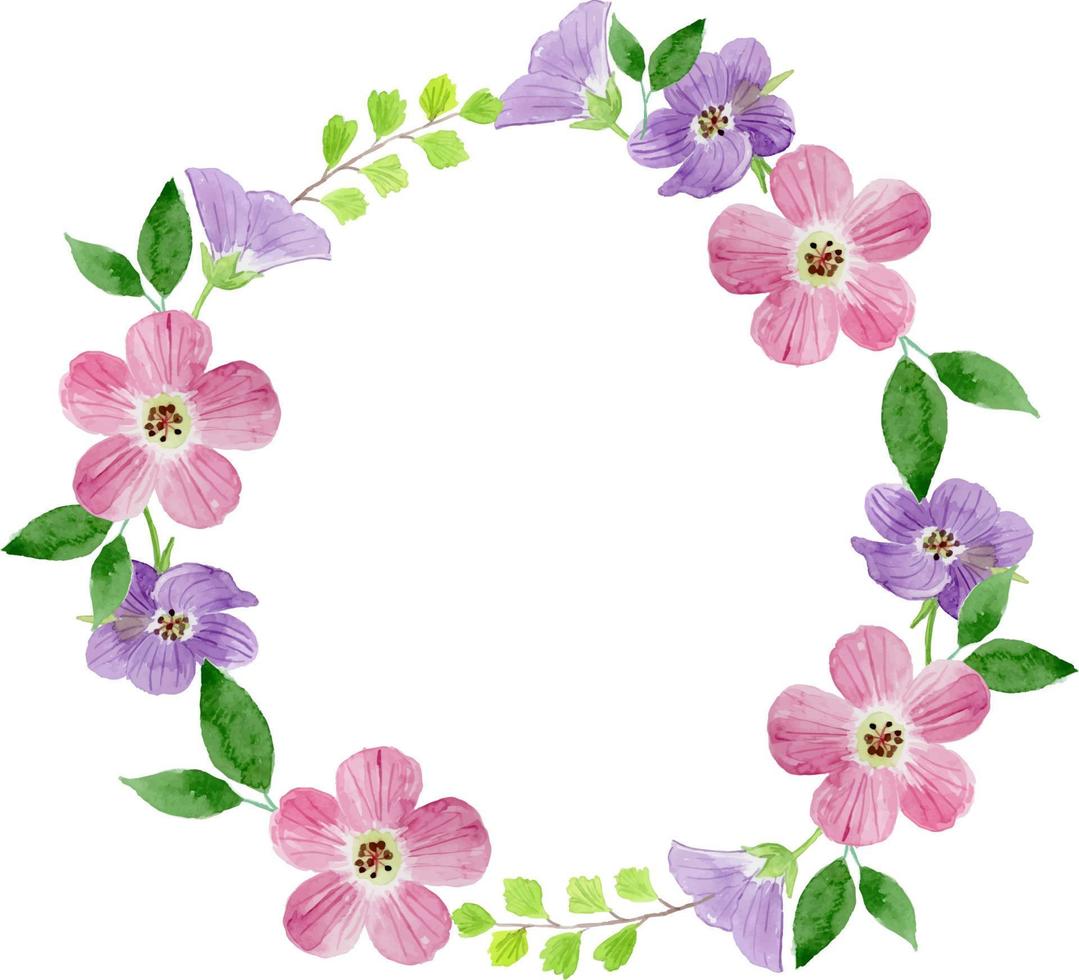 Watercolor Geranium Floral Wreath vector