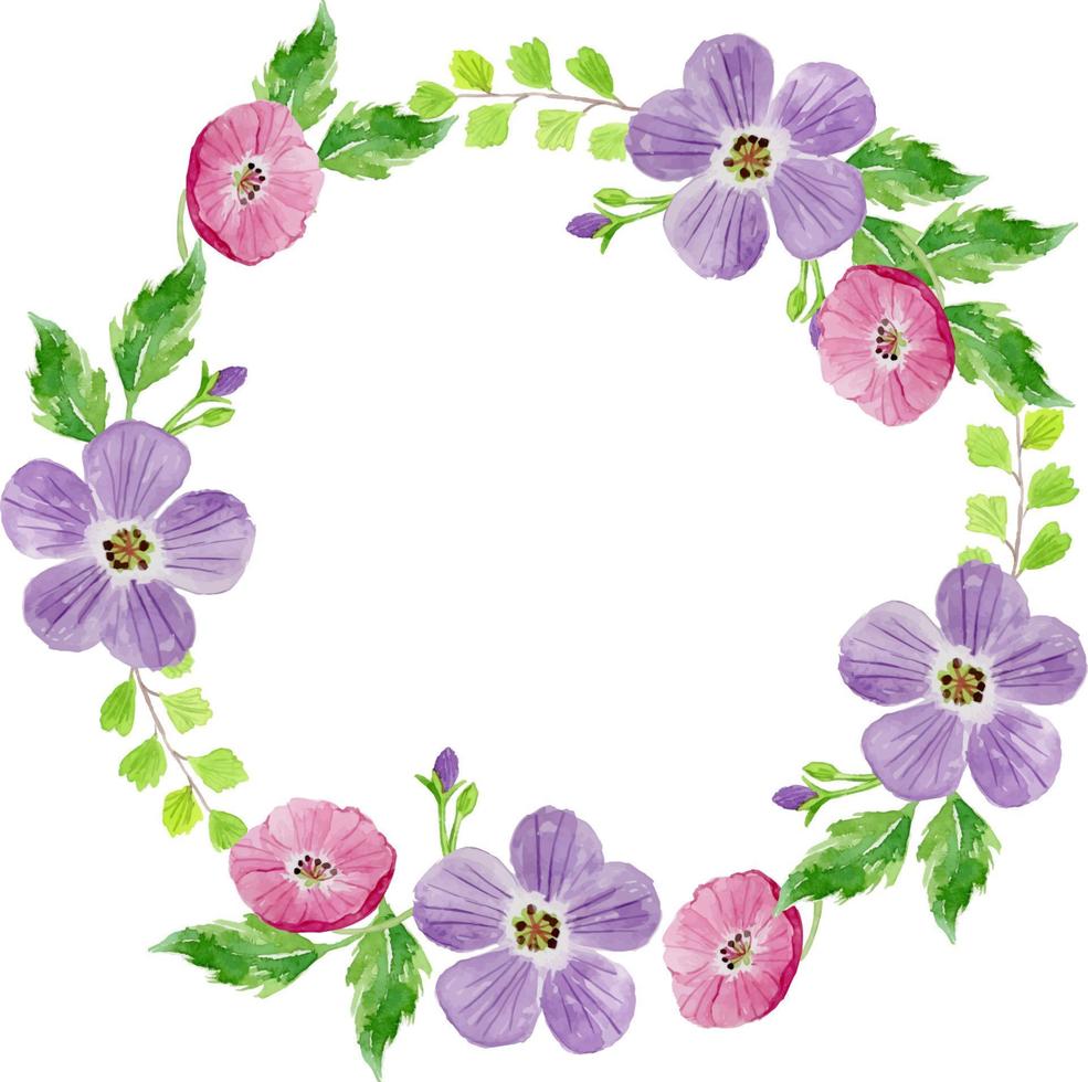 Watercolor Geranium Floral Wreath vector