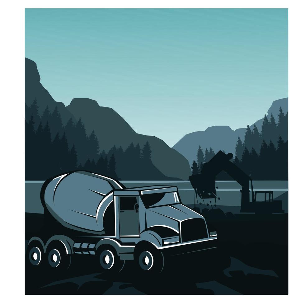 truck mixer, build the river vector