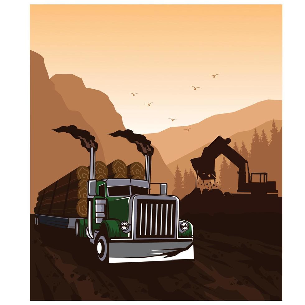 truck load the woods vector