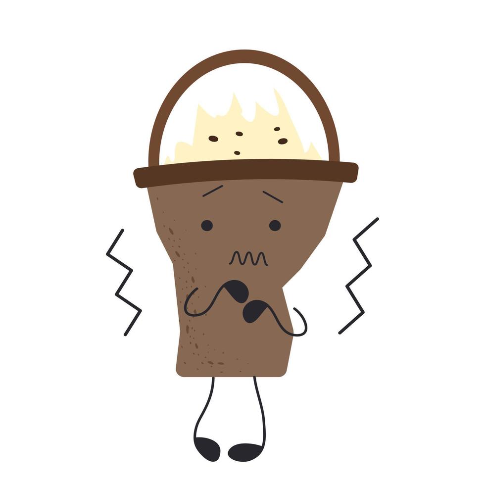 A cup of coffee is scary. Scared. emotion vector