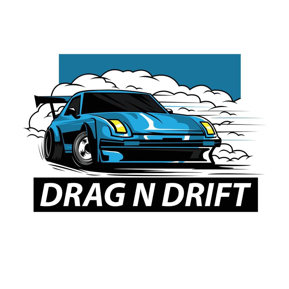 blue car drift vector