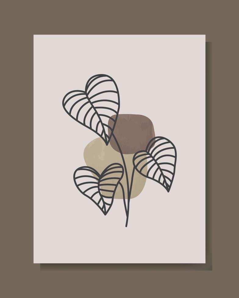 hoja tropical para decoración de paredes y decoración de habitaciones vector