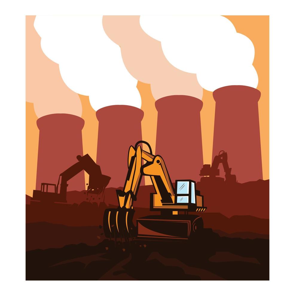 excavator on tower vector