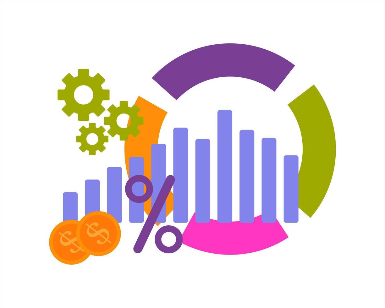 Round chart and growth and development chart. Vector isolated on a white background.