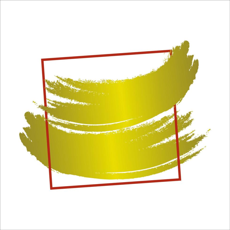 Red Frame with Golden Brush Stroke vector