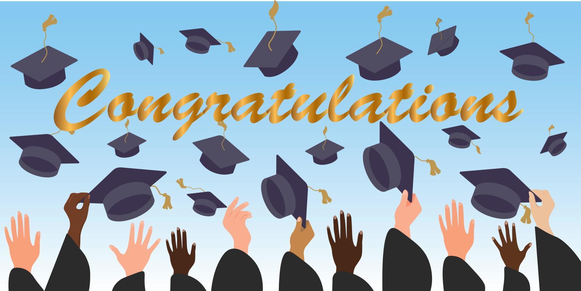 Graduation congratulations at school, university or college vector