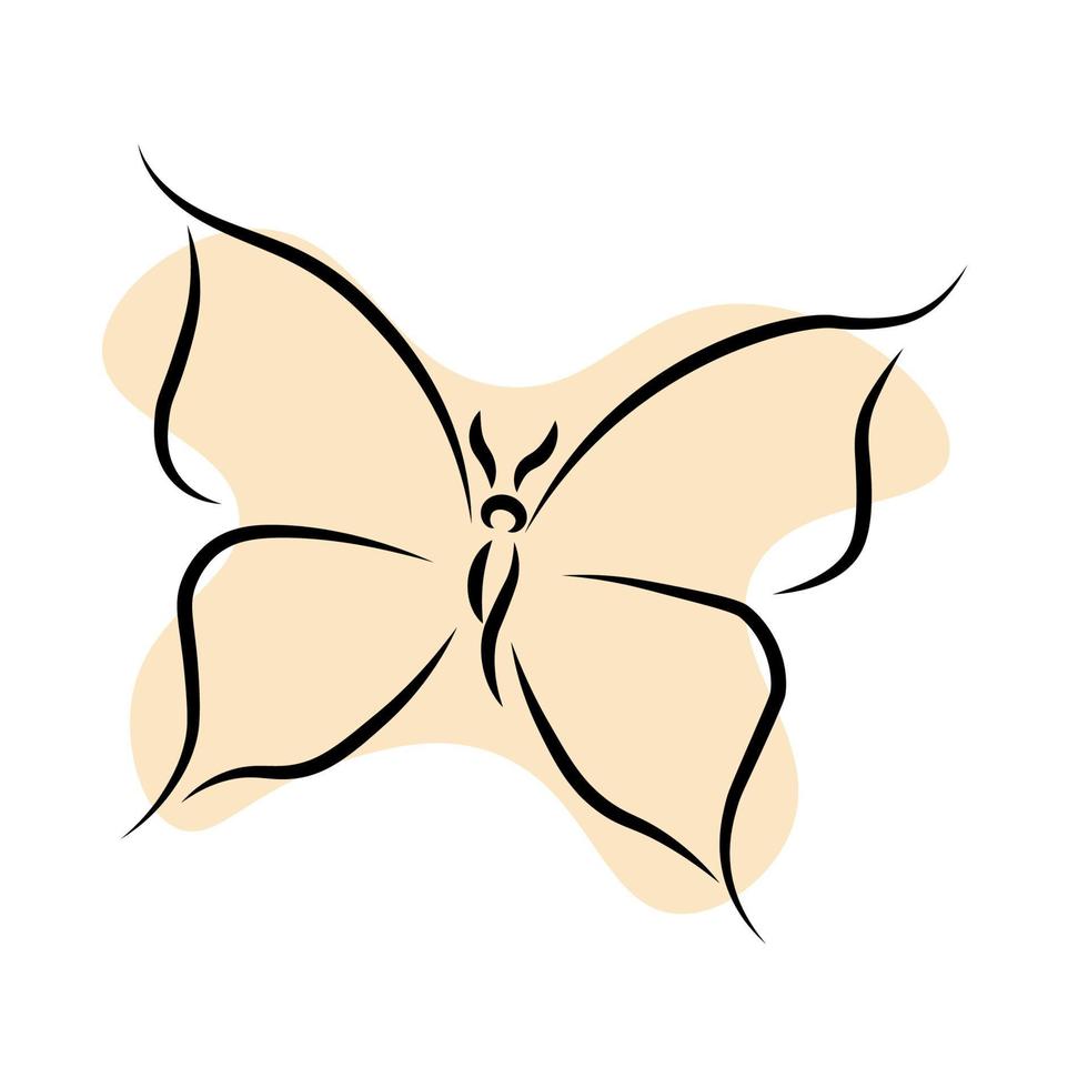 Vector isolated tiny one line butterfly drawing