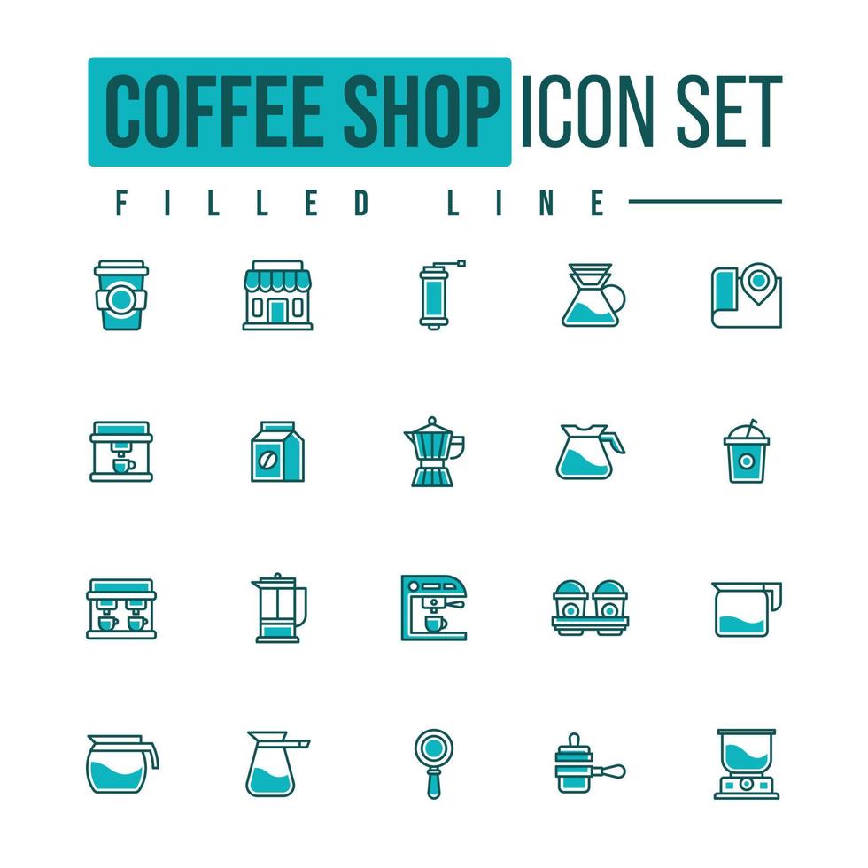 conjunto simple de iconos de línea vectorial relacionados con la cafetería. signo de estilo lineal para concepto móvil y diseño web. icono de vector de línea. símbolo, ilustración de logotipo.