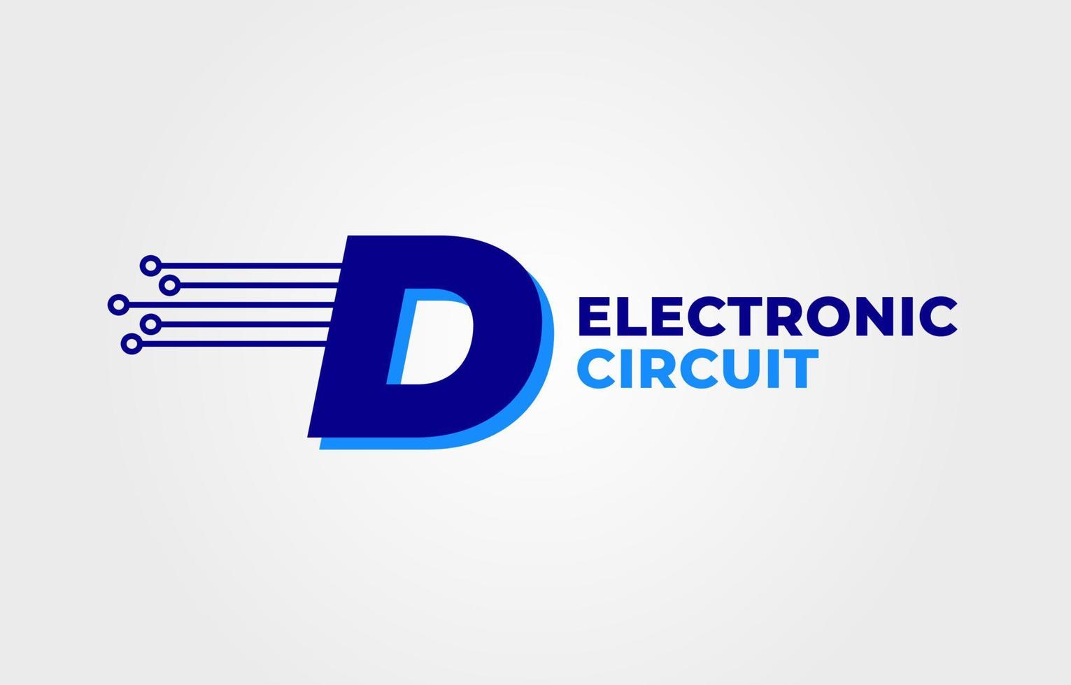 letra d con elemento de diseño de logotipo de vector inicial de decoración de circuito electrónico