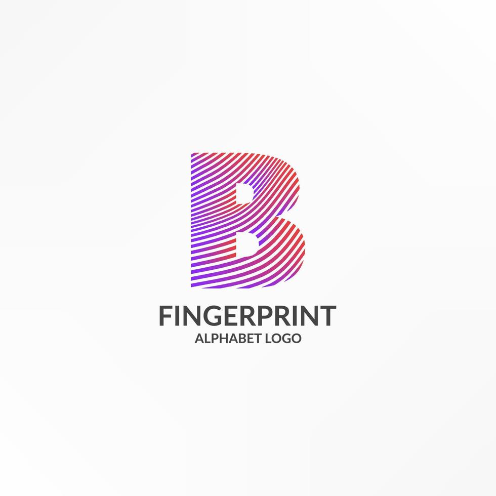 letter B abstract gradient stripes fingerprint vector logo design