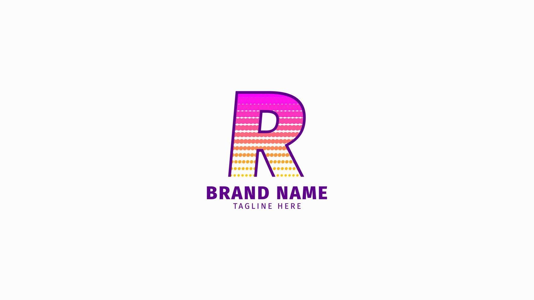 letter R halftone trendy bright color logo vector design element