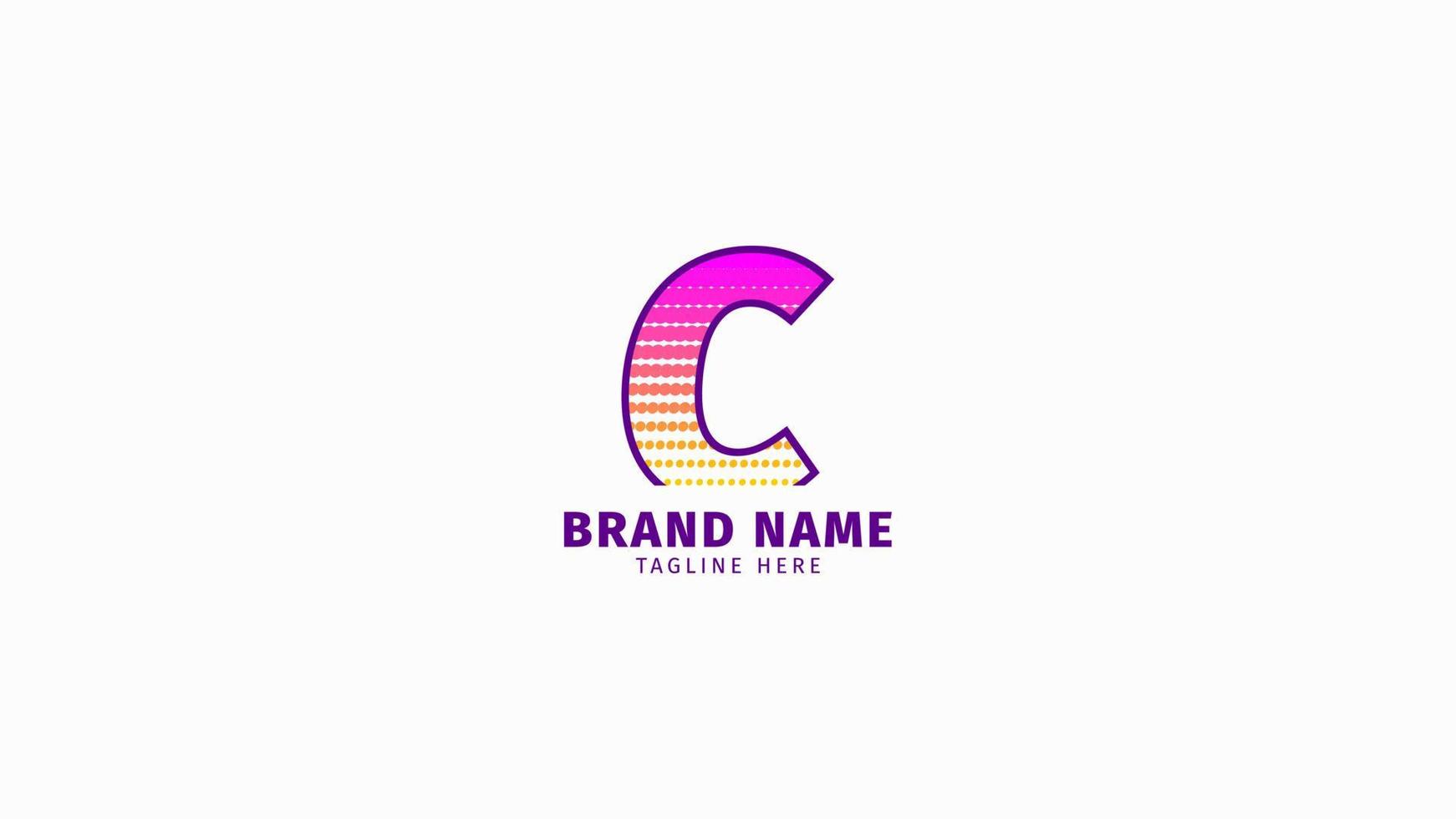 elemento de diseño de vector de logotipo de color brillante de moda de semitono de letra c