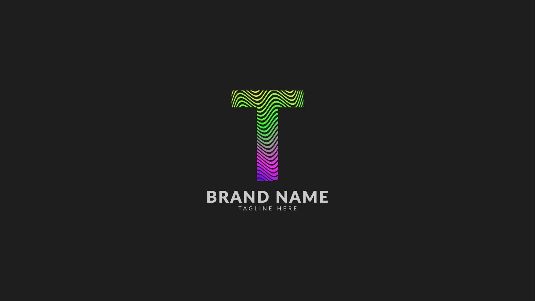 letter T wavy rainbow abstract colorful logo for creative and innovative company brand. print or web vector design element