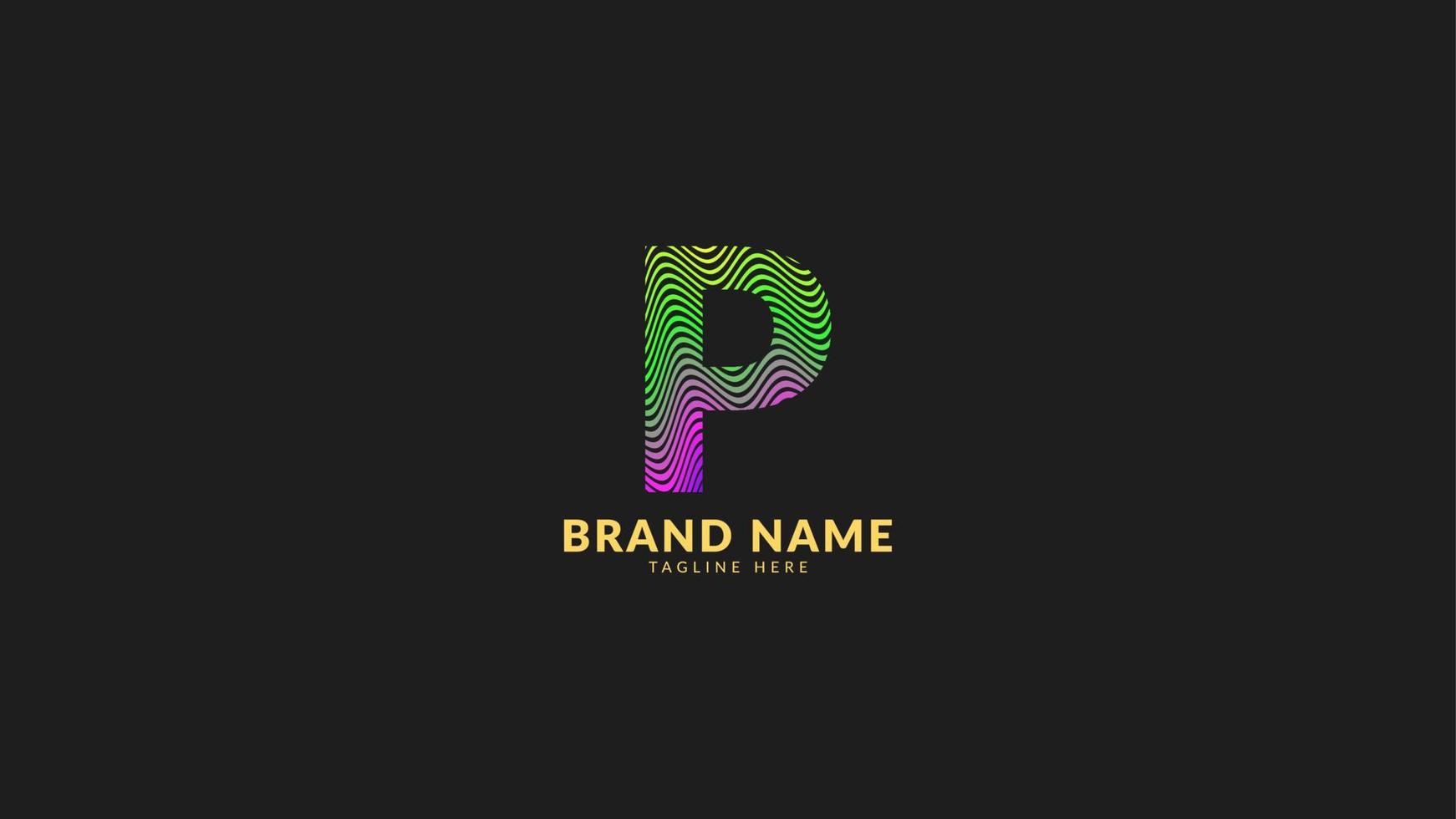 logotipo colorido abstracto del arco iris ondulado de la letra p para una marca de empresa creativa e innovadora. elemento de diseño de vector de impresión o web