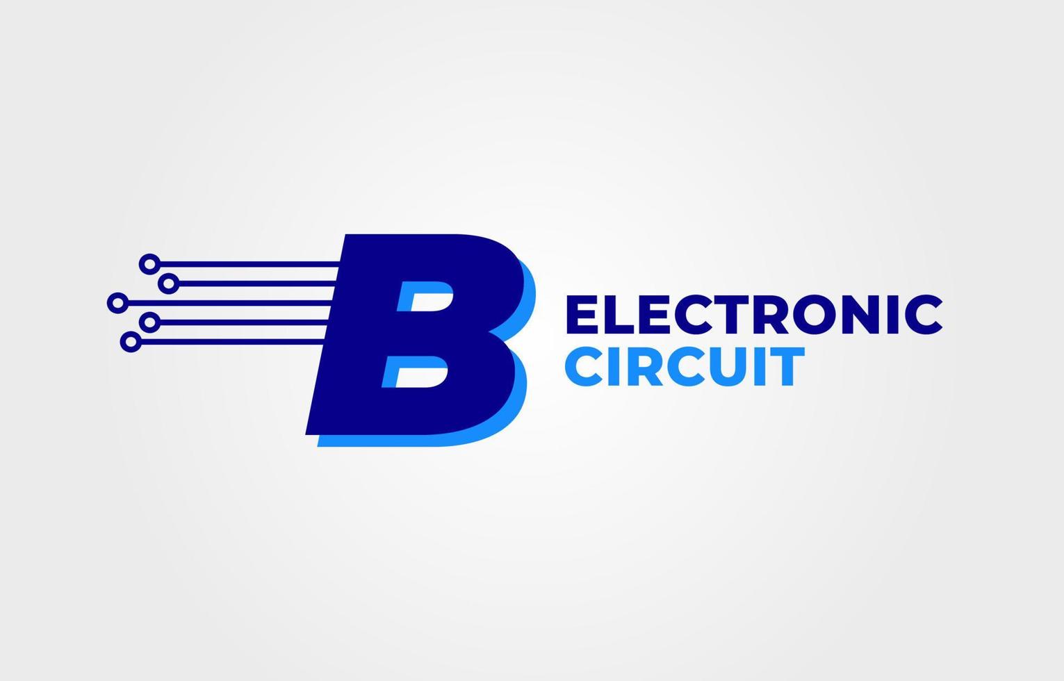 letra b con elemento de diseño de logotipo de vector inicial de decoración de circuito electrónico