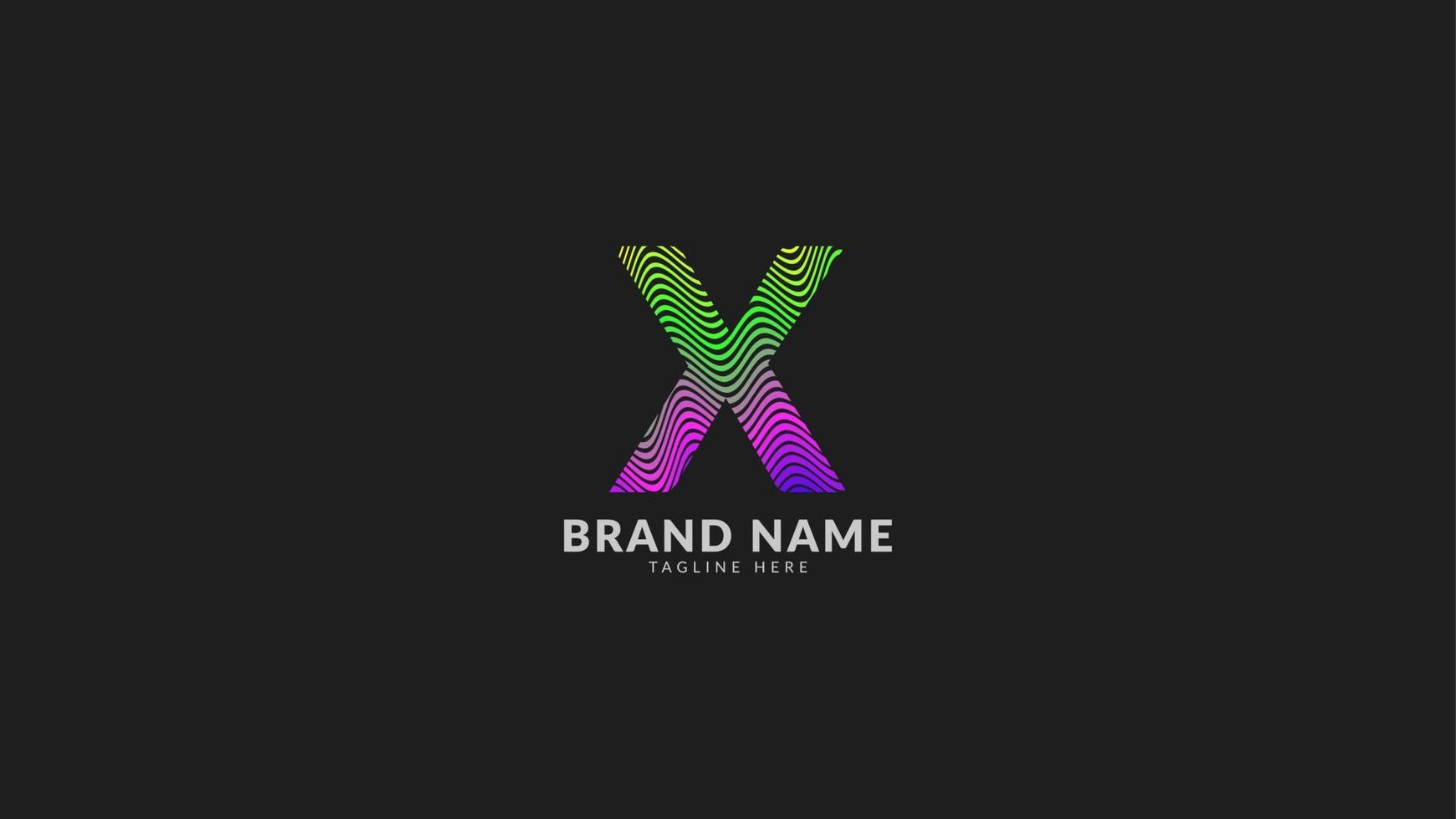 letter X wavy rainbow abstract colorful logo for creative and innovative company brand. print or web vector design element