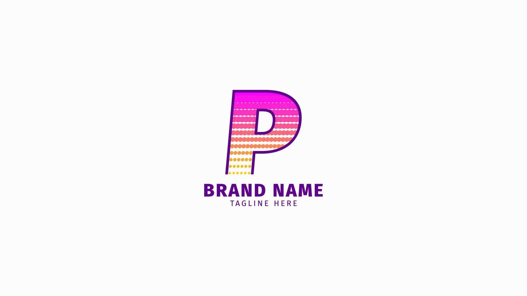 elemento de diseño de vector de logotipo de color brillante de moda de semitono de letra p