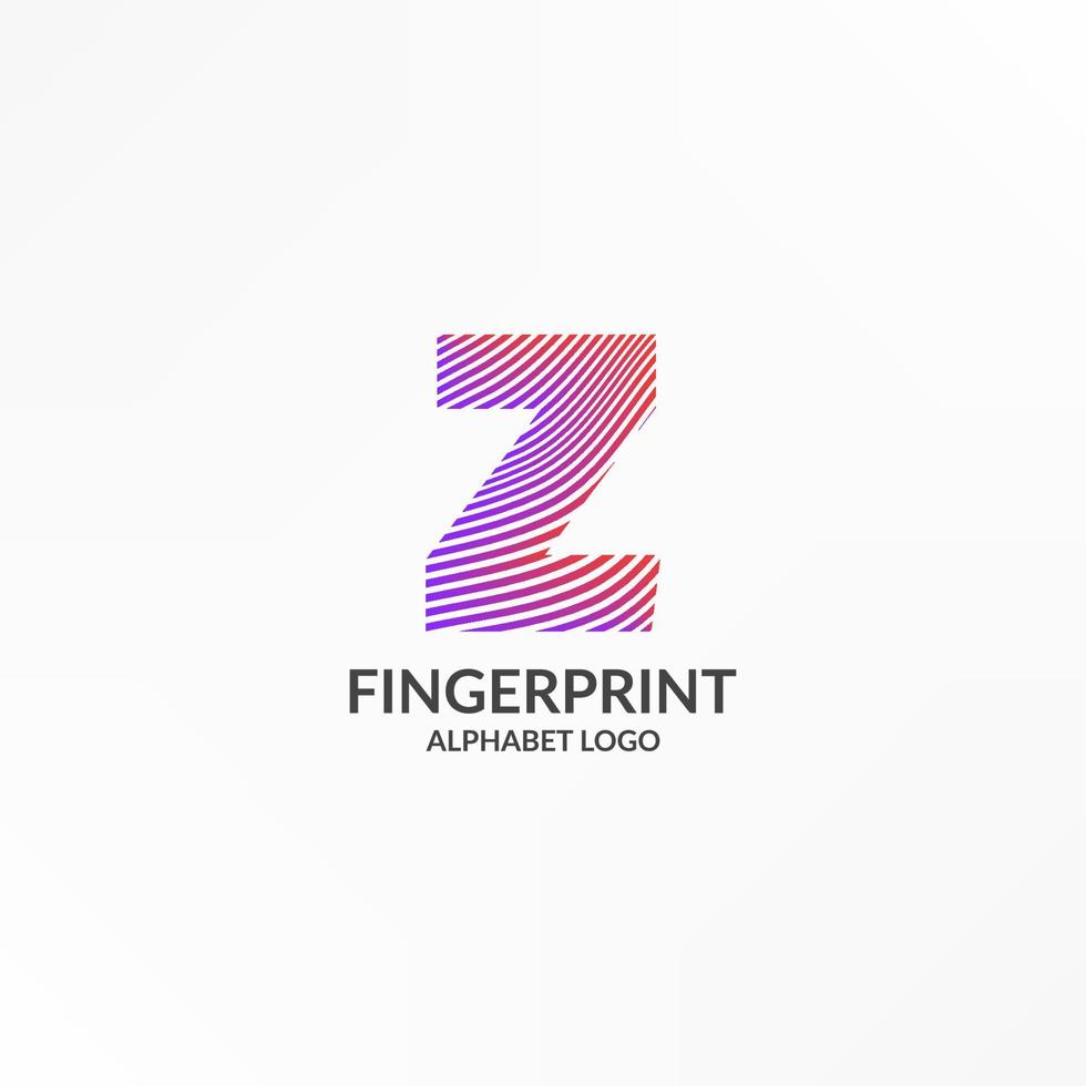 letter Z abstract gradient stripes fingerprint vector logo design