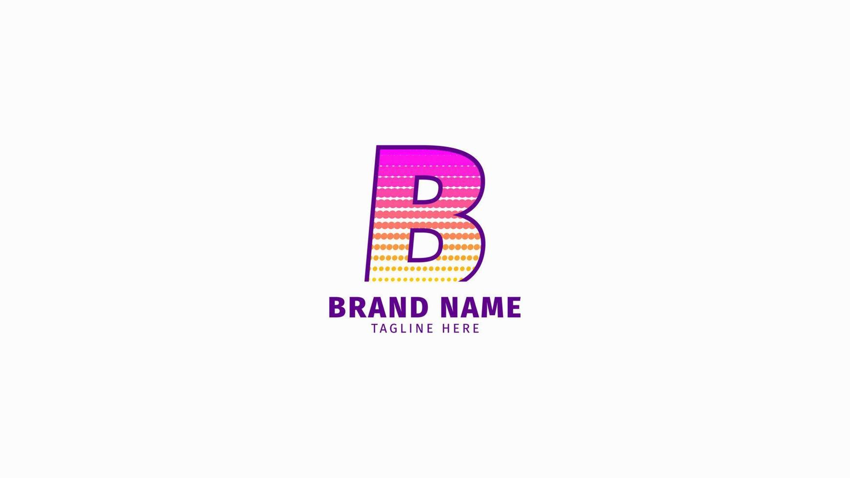 elemento de diseño de vector de logotipo de color brillante de moda de semitono de letra b